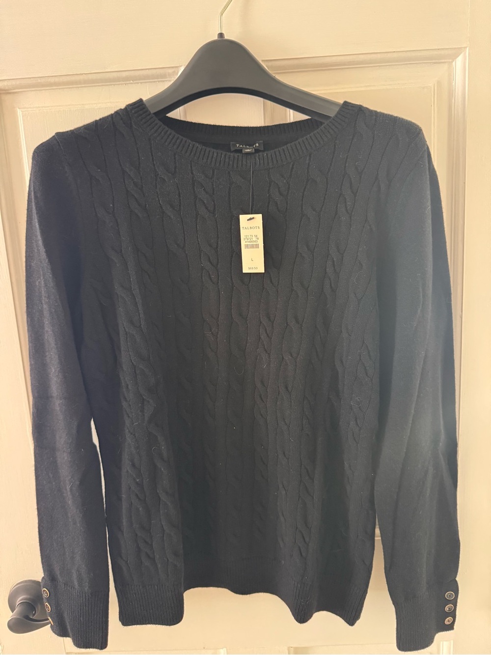 Talbots Women’s Cable Knit Crewneck Sweater - Black NWT